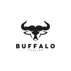 Buffalo Logo, Livestock Farm Animal Vector, Buffalo Head Design Simple Template Silhouette