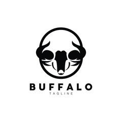 Buffalo Logo, Livestock Farm Animal Vector, Buffalo Head Design Simple Template Silhouette