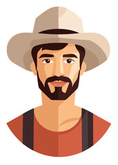 Famer in suspenders with cowboy hat vector illustration