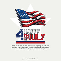 4th of july american independence day banner template. fourth of july celebration vector illustration.