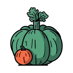 Cheerful harvesting ripe pumpkin