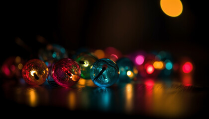 Vibrant colors illuminate dark night, fun celebration generated by AI