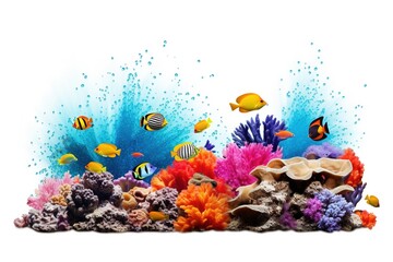 Fototapeta na wymiar Beautiful corals reef with exotic tropical fish. Generative AI.