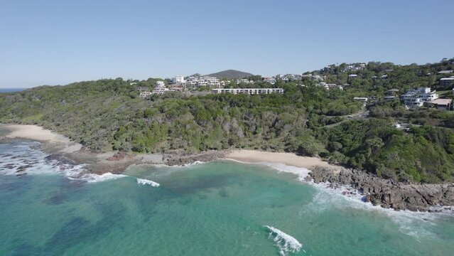 Pristine Australian Coastal Paradise At The Third Bay Of Coolum In Queensland. Bays Of Coolum. aerial