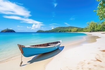 Obraz na płótnie Canvas Canoe on the tropical sandy beach. Generative AI.
