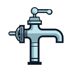 Water flowing from faucet on isolated background