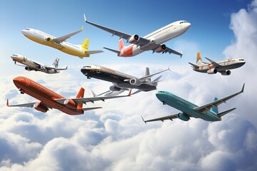 Many modern airplane models. Generative AI.