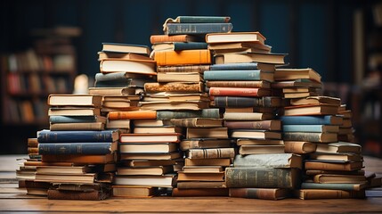 Pile of books. Generative AI.