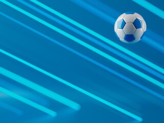 football ball 3d object. 3d illustration. graphic background element. sport abstract backdrop. soccer render design competition concept art. digital technology element beautiful lighting ground empty