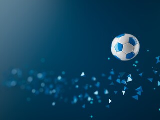 football ball 3d object. 3d illustration. graphic background element. sport abstract backdrop. soccer render design competition concept art. digital technology element beautiful lighting ground empty
