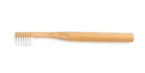 Bamboo tooth brush on white background