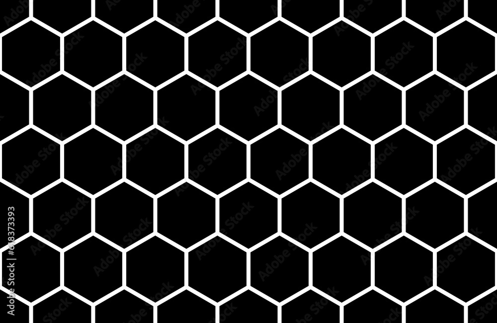 Wall mural black hexagon geometric seamless pattern. vector repeating texture.