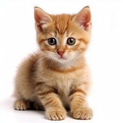 Little kitten isolated on white background. Tabby cat baby. Generative ai