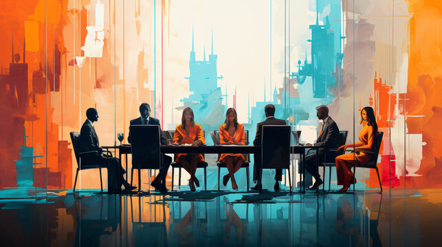 group of business people meeting in board room