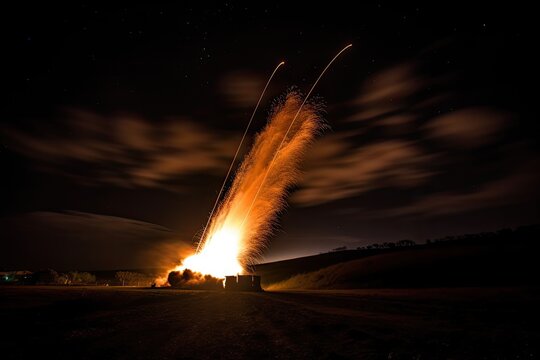 A striking image of a military rocket