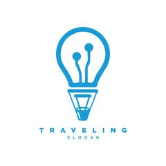 Creative bulb lamp air balloon logo design vector for your brand or business