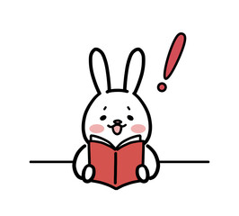 本を読んでひらめくウサギのキャラクター