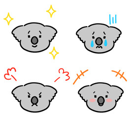 動物キャラクターの手描き風の表情イラストセット