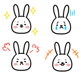 動物キャラクターの手描き風の表情イラストセット