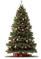 christmas tree with gifts on transparent background or PNG file, easy to decorate your project. generative AI