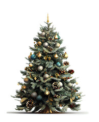 decorated christmas tree on transparent background or PNG file, easy to decorate your project....