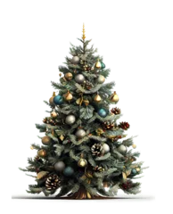 Gordijnen decorated christmas tree on transparent background or PNG file, easy to decorate your project. generative AI © I LOVE PNG