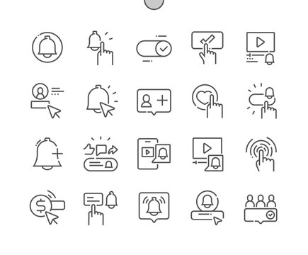 Subscribe. Sponsor, followers. Social media. Web button subscribe. Blogging, promotion. Pixel Perfect Vector Thin Line Icons. Simple Minimal Pictogram