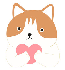 Brown cat holding heart vector design