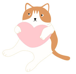 Cat holding the heart vector illustration