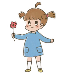 花をプレゼントする小さい女の子