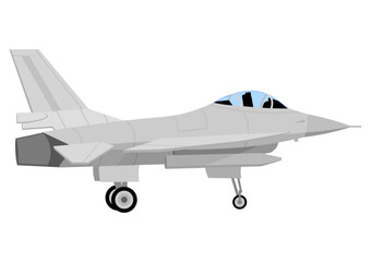 横から見た着陸している戦闘機
