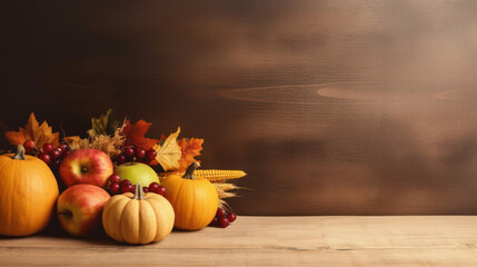 Naklejka na ściany i meble Thanksgiving celebration background with empty space for text