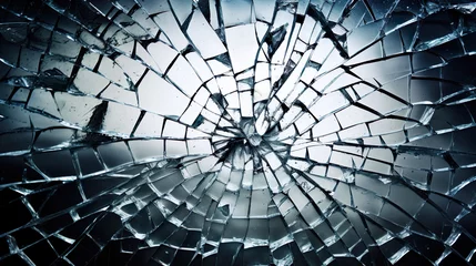 Fotobehang バリバリに割れたガラスの背景　Generative AI © Hanasaki