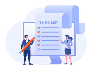 To do list agenda, reminder, target, checkmark, management, timeline, business planner, flat vector banner for landing page website