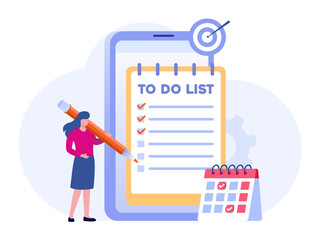 To do list agenda, reminder, target, checkmark, management, timeline, business planner, flat vector banner for landing page website