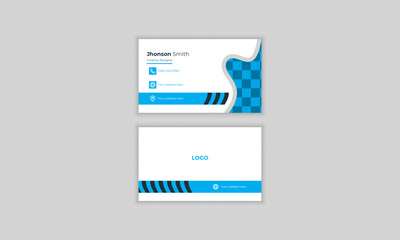 business card template with blue color.