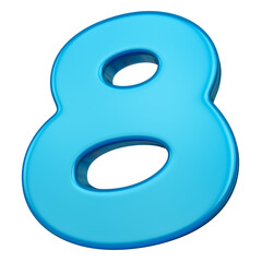 3d metallic blue number 8