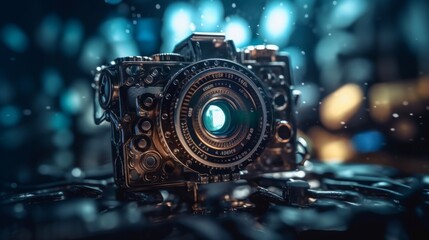 Naklejka na ściany i meble Capturing Timeless Charm: Exploring the Essence of Vintage Photography with Classic Camera Equipment, generative AIAI Generated