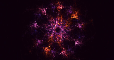 3D rendering abstract multicolor supernova fractal light background