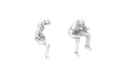 3D High Poly Humans - SET7 Monochromatic - Isometric View 1