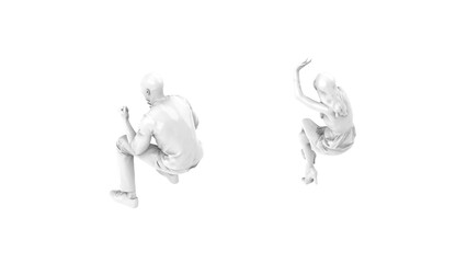 3D High Poly Humans - SET7 Monochromatic - Isometric View 2