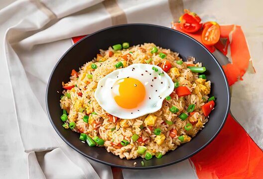 Spicy fried rice (nasi goreng pedas) with fried egg
