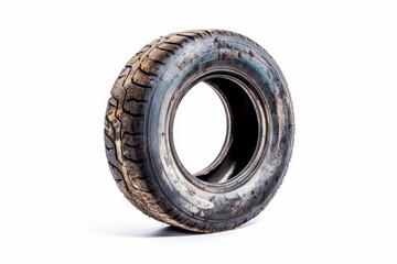 Old dirty tires on a white background. Generative AI