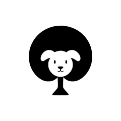 simple dog tree pet shop logo vector illustration template design