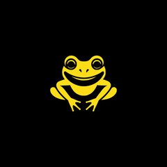 simple yellow frog animal zoo logo vector illustration template design