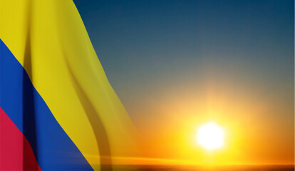 Colombia flag against the sunset. EPS10 vector