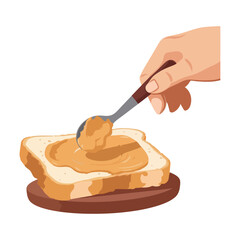 A cartoon hand and bread, healthy eating