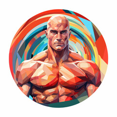 Drawing of a strong torso of a man on a colored background for your logo