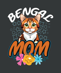 bengal mom, pet mom dad retro cat, cat moms, bengal cats, bengal cats gifts, 
