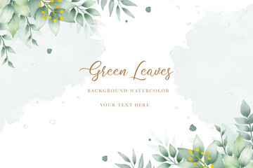 watercolor green leaves background